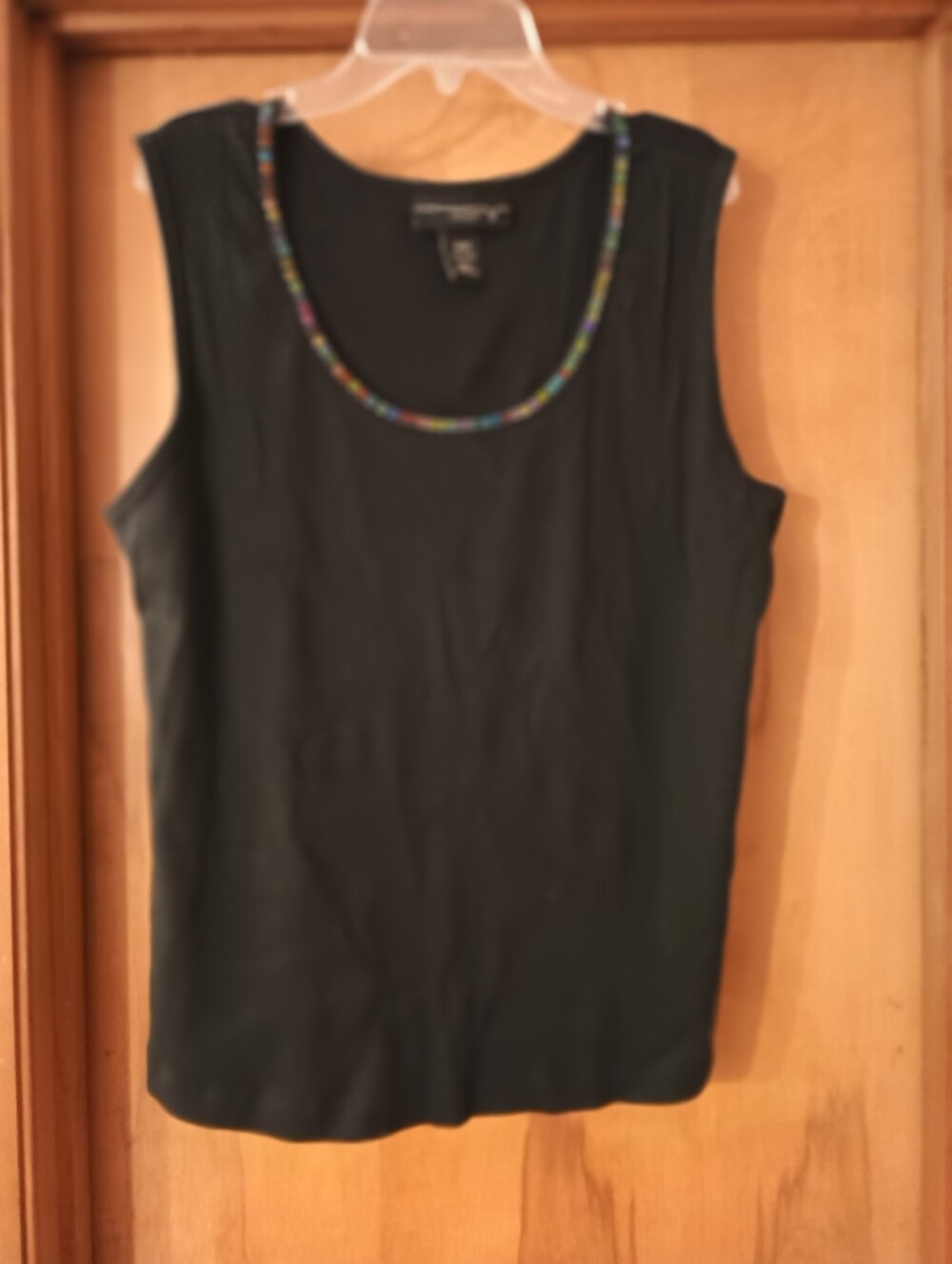 Venezia black cotton tank top 14/16 with sequin trim